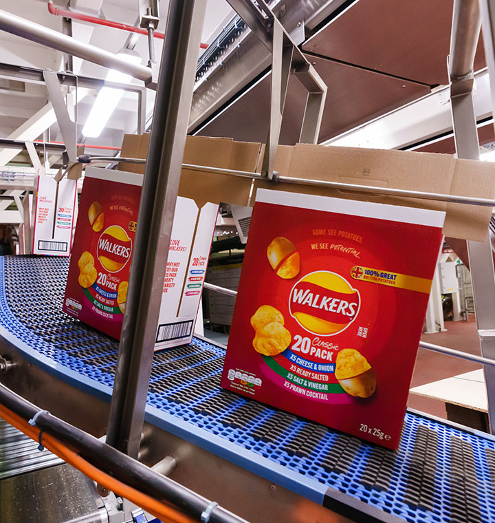 Walkers box on a conveyor belt